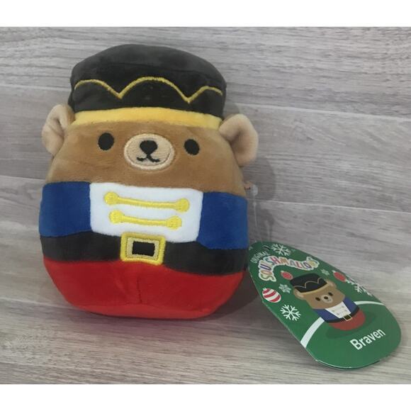 Squishmallows Christmas Braven the Nutcracker Bear 4" Plush KellyToy NWT - Picture 1 of 4